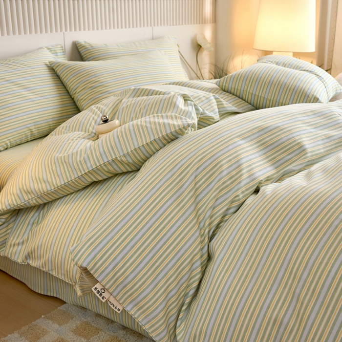 91家纺网 家纺一手货源 找家纺 春皖家纺 2025新款全棉原棉磨毛色织水洗四件套回暖系列-风格二 云水间