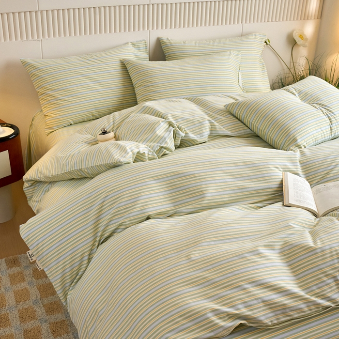 91家纺网 家纺一手货源 找家纺 春皖家纺 2025新款全棉原棉磨毛色织水洗四件套回暖系列-风格二 云水间