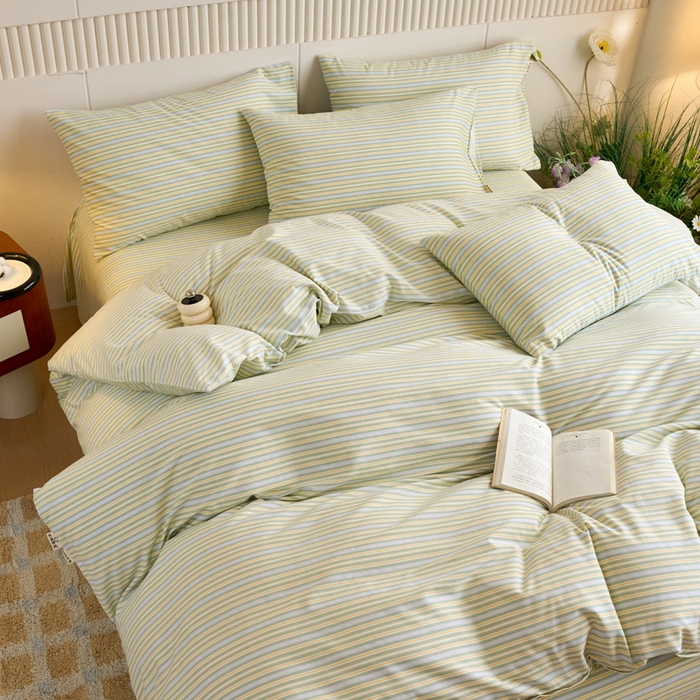 91家纺网 家纺一手货源 找家纺 春皖家纺 2025新款全棉原棉磨毛色织水洗四件套回暖系列-风格二 云水间