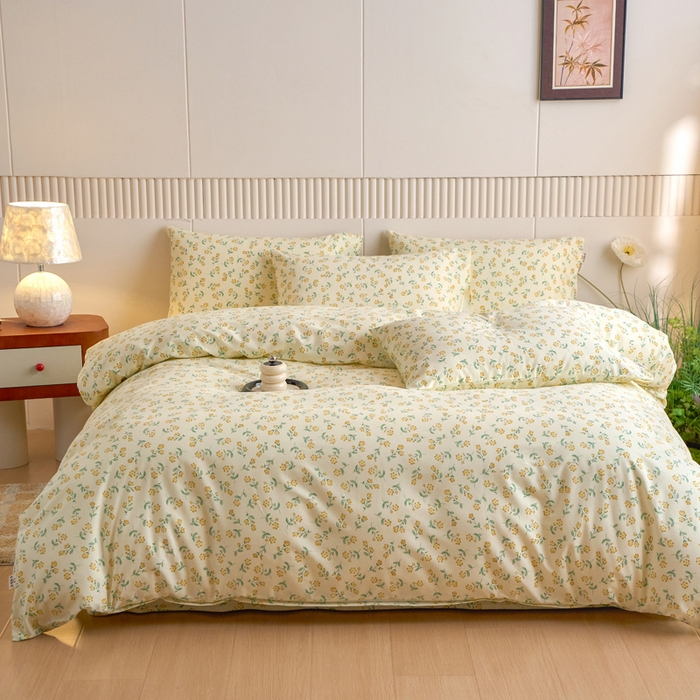 91家纺网 家纺一手货源 找家纺 春皖家纺 2025新款全棉原棉磨毛色织水洗四件套回暖系列-风格二 知春意