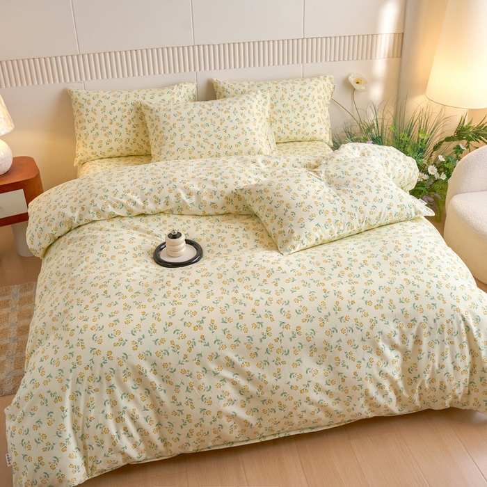 91家纺网 家纺一手货源 找家纺 春皖家纺 2025新款全棉原棉磨毛色织水洗四件套回暖系列-风格二 知春意