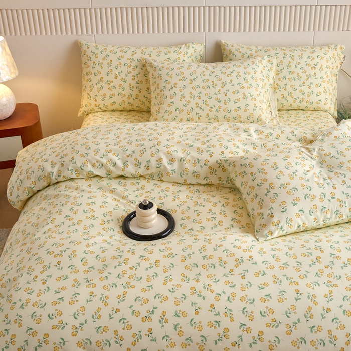 91家纺网 家纺一手货源 找家纺 春皖家纺 2025新款全棉原棉磨毛色织水洗四件套回暖系列-风格二 知春意