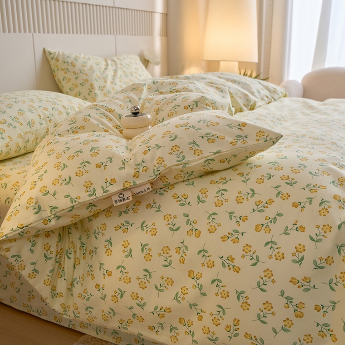 91家纺网 家纺一手货源 找家纺 春皖家纺 2025新款全棉原棉磨毛色织水洗四件套回暖系列-风格二 知春意