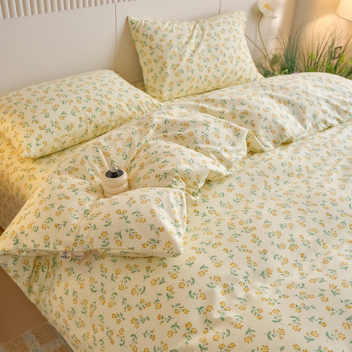 91家纺网 家纺一手货源 找家纺 春皖家纺 2025新款全棉原棉磨毛色织水洗四件套回暖系列-风格二 知春意