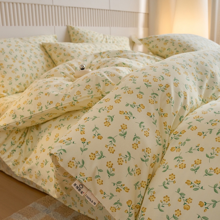 春皖家纺 2025新款全棉原棉磨毛色织水洗四件套回暖系列-风格二 知春意