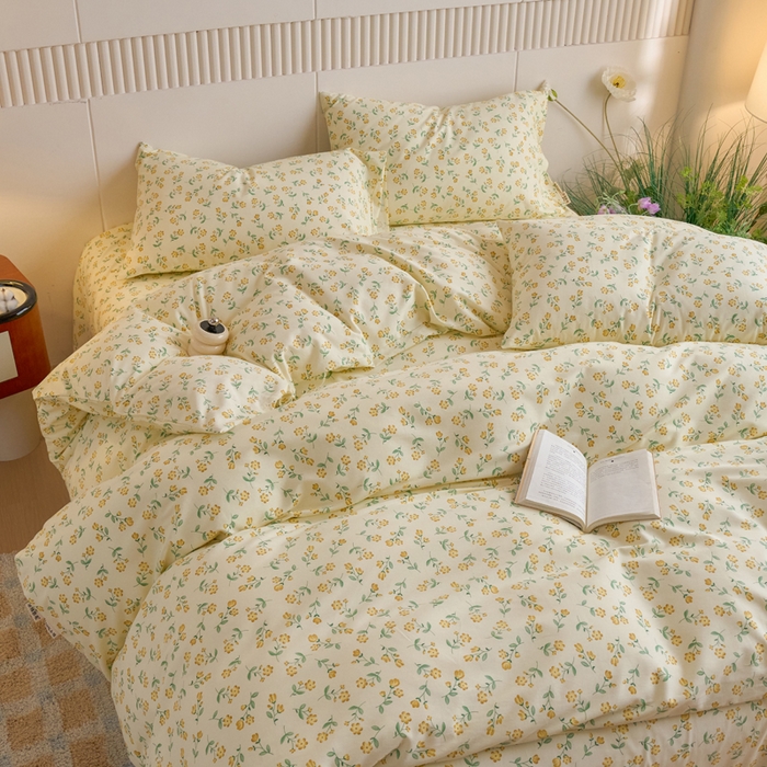 91家纺网 家纺一手货源 找家纺 春皖家纺 2025新款全棉原棉磨毛色织水洗四件套回暖系列-风格二 知春意