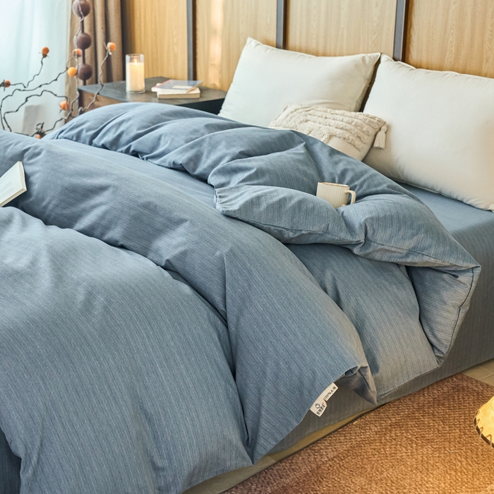 91家纺网 家纺一手货源 找家纺 春皖家纺 2025新款全棉原棉磨毛色织水洗单被套回暖系列-风格二 柏林蓝