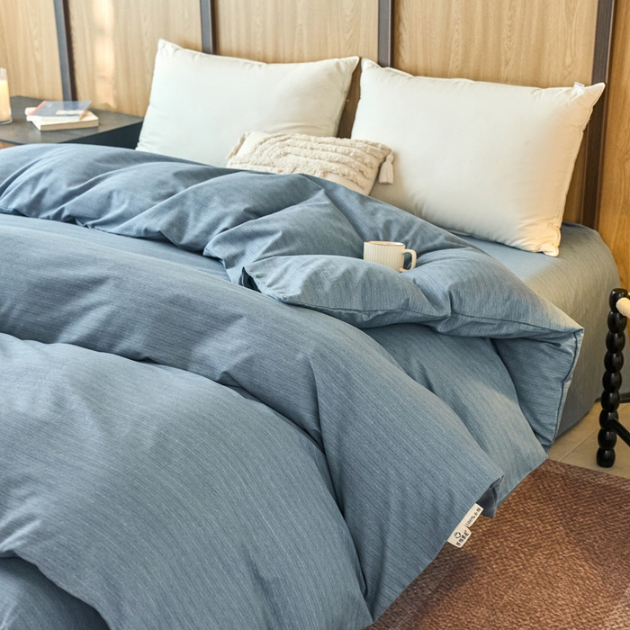 91家纺网 家纺一手货源 找家纺 春皖家纺 2025新款全棉原棉磨毛色织水洗单被套回暖系列-风格二 柏林蓝