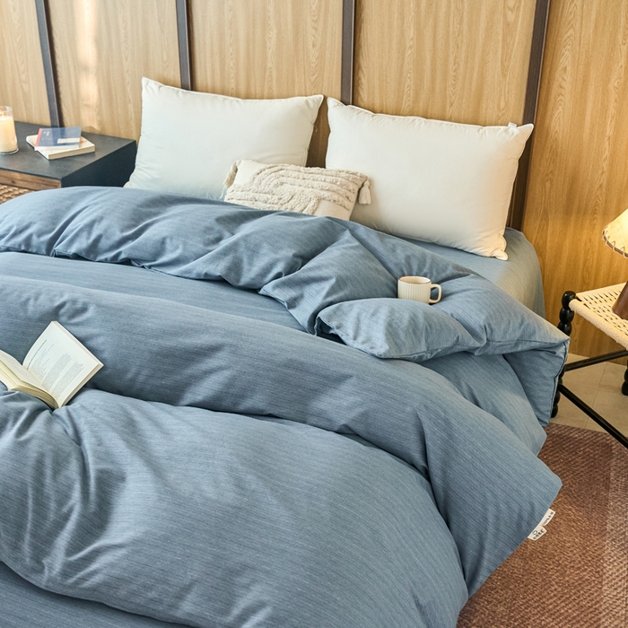 91家纺网 家纺一手货源 找家纺 春皖家纺 2025新款全棉原棉磨毛色织水洗单被套回暖系列-风格二 柏林蓝