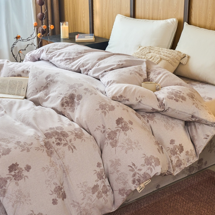 91家纺网 家纺一手货源 找家纺 春皖家纺 2025新款全棉原棉磨毛色织水洗单被套回暖系列-风格二 花庭悦舞