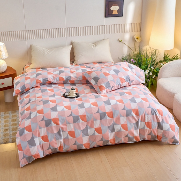 91家纺网 家纺一手货源 找家纺 春皖家纺 2025新款全棉原棉磨毛色织水洗单被套回暖系列-风格二 几何梦