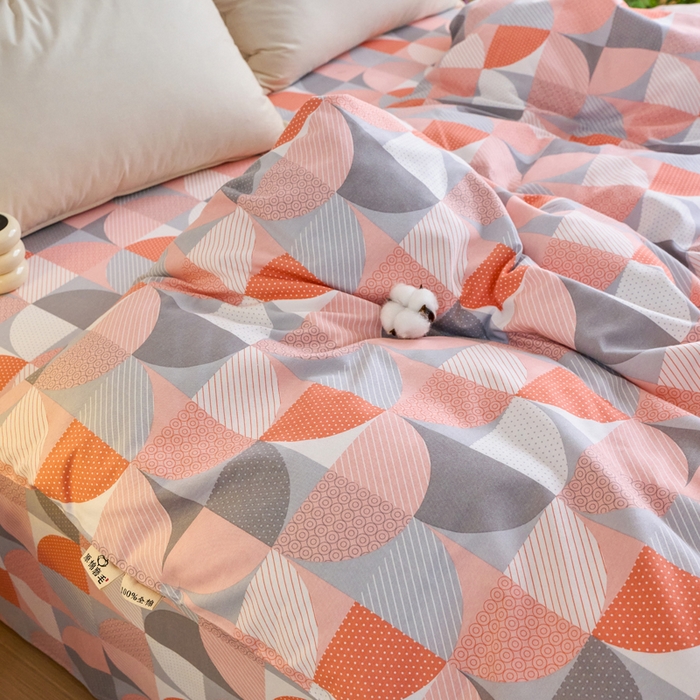 91家纺网 家纺一手货源 找家纺 春皖家纺 2025新款全棉原棉磨毛色织水洗单被套回暖系列-风格二 几何梦