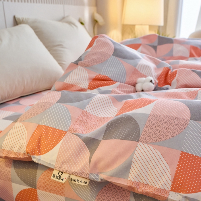 91家纺网 家纺一手货源 找家纺 春皖家纺 2025新款全棉原棉磨毛色织水洗单被套回暖系列-风格二 几何梦