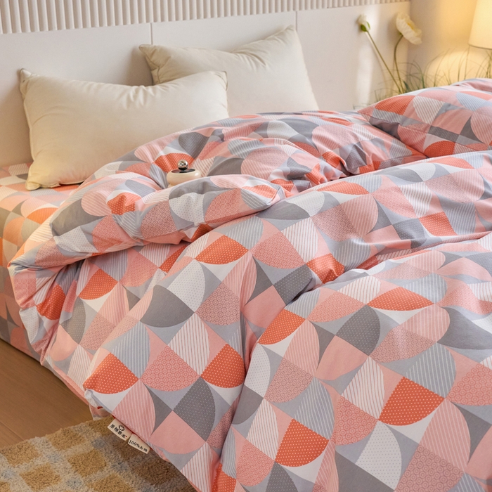 91家纺网 家纺一手货源 找家纺 春皖家纺 2025新款全棉原棉磨毛色织水洗单被套回暖系列-风格二 几何梦