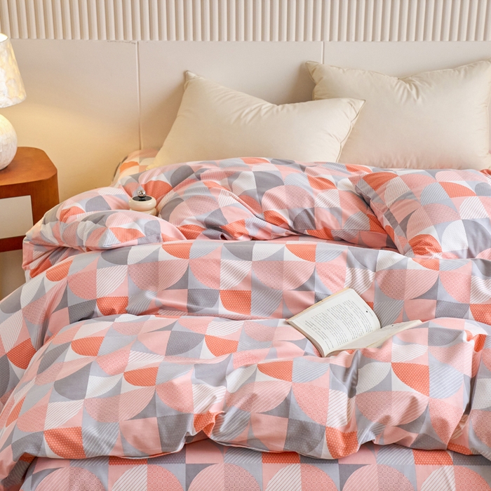 91家纺网 家纺一手货源 找家纺 春皖家纺 2025新款全棉原棉磨毛色织水洗单被套回暖系列-风格二 几何梦