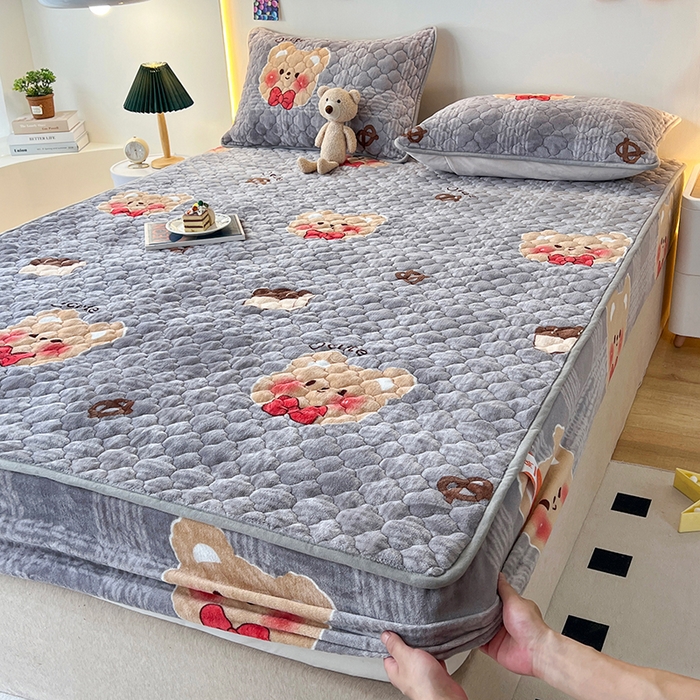 91家纺网 家纺一手货源 找家纺 （总）铭成家纺 2025新款牛奶绒夹棉保暖床笠