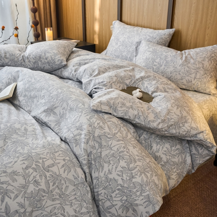 91家纺网 家纺一手货源 找家纺 春皖家纺 2025新款原棉磨毛四件套-风格一恋影春天