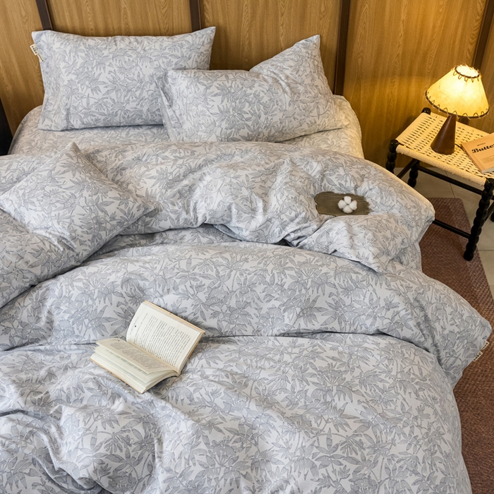 91家纺网 家纺一手货源 找家纺 春皖家纺 2025新款原棉磨毛四件套-风格一恋影春天