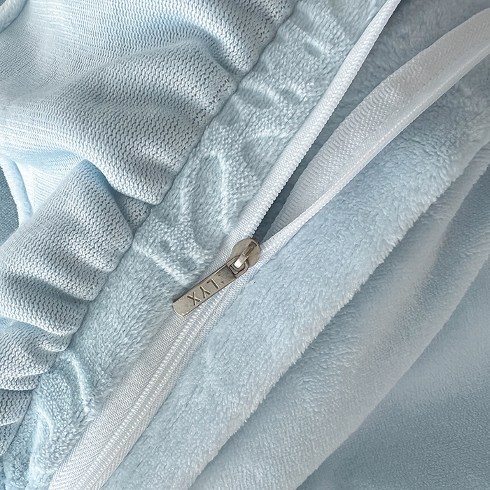 91家纺网 家纺一手货源 找家纺 罗艺轩 2025新款简约雕花牛奶绒可拆卸床裙四件套蝶恋（已申专版，严格控价） 蝶恋-蓝