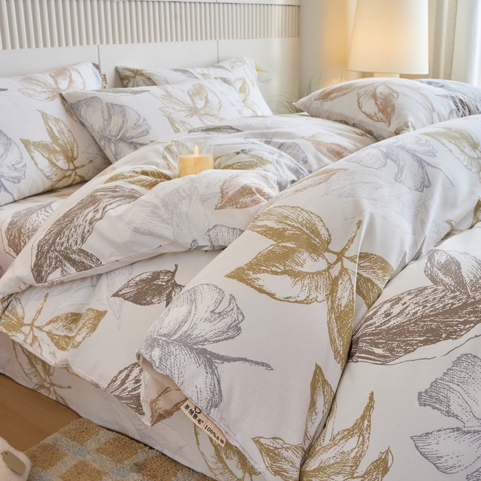 91家纺网 家纺一手货源 找家纺 春皖家纺 2025新款原棉磨毛四件套-风格一留香