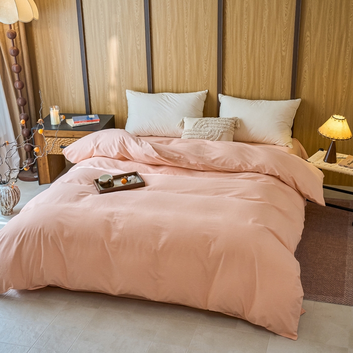 91家纺网 家纺一手货源 找家纺 春皖家纺 2025新款全棉原棉磨毛色织水洗单被套回暖系列-风格二 丽人粉