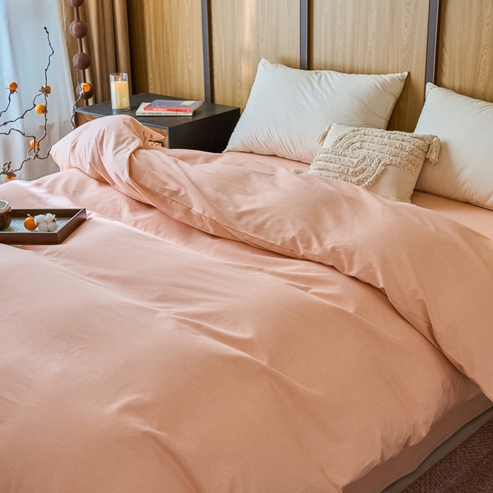 91家纺网 家纺一手货源 找家纺 春皖家纺 2025新款全棉原棉磨毛色织水洗单被套回暖系列-风格二 丽人粉