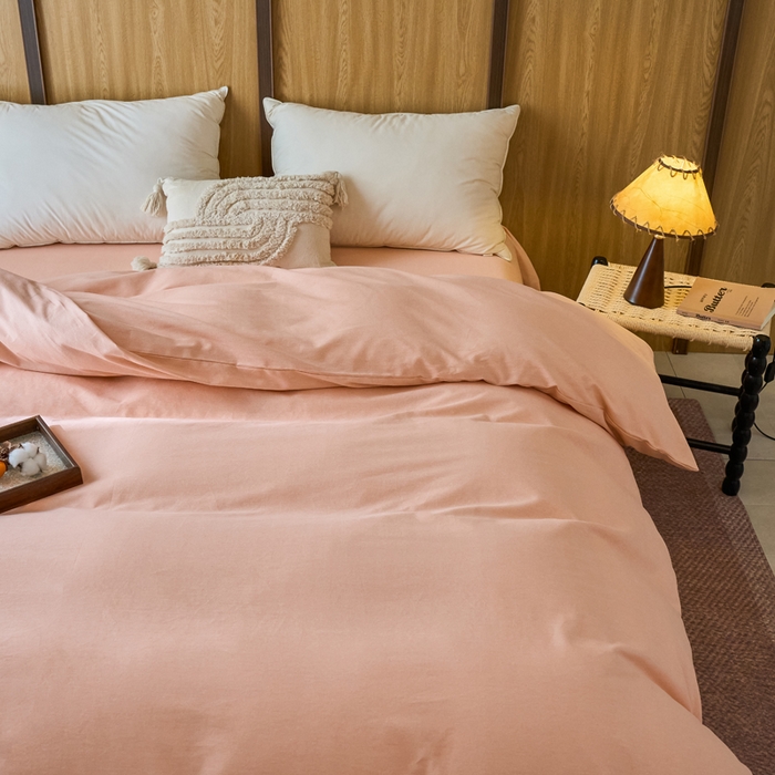 91家纺网 家纺一手货源 找家纺 春皖家纺 2025新款全棉原棉磨毛色织水洗单被套回暖系列-风格二 丽人粉