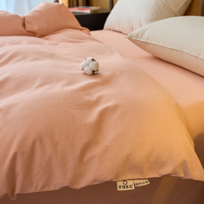 91家纺网 家纺一手货源 找家纺 春皖家纺 2025新款全棉原棉磨毛色织水洗单被套回暖系列-风格二 丽人粉