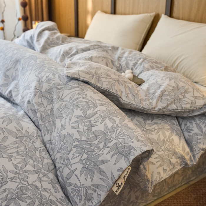 91家纺网 家纺一手货源 找家纺 春皖家纺 2025新款全棉原棉磨毛色织水洗单被套回暖系列-风格二 恋影春天