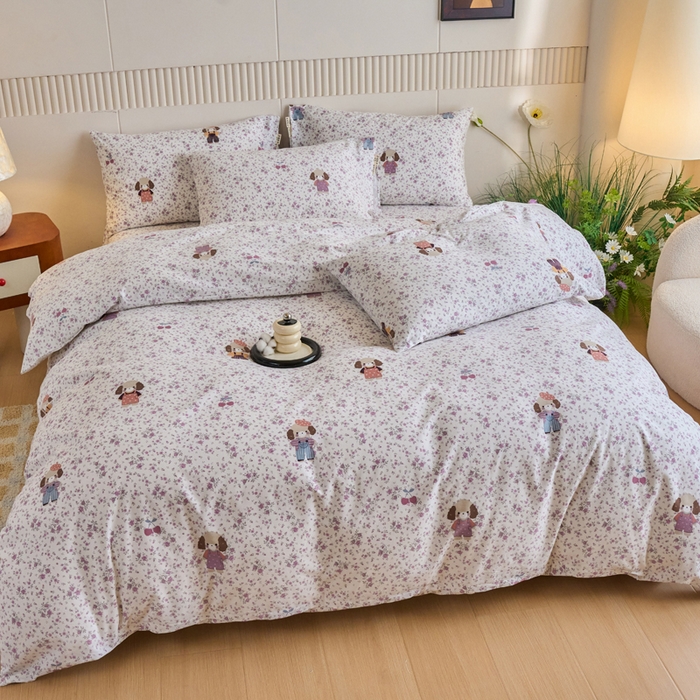 91家纺网 家纺一手货源 找家纺 春皖家纺 2025新款原棉磨毛四件套-风格一旺财