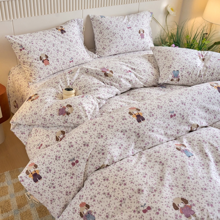 91家纺网 家纺一手货源 找家纺 春皖家纺 2025新款原棉磨毛四件套-风格一旺财