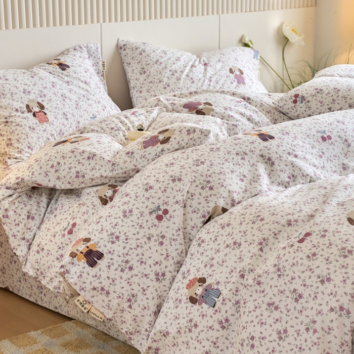 91家纺网 家纺一手货源 找家纺 春皖家纺 2025新款原棉磨毛四件套-风格一旺财