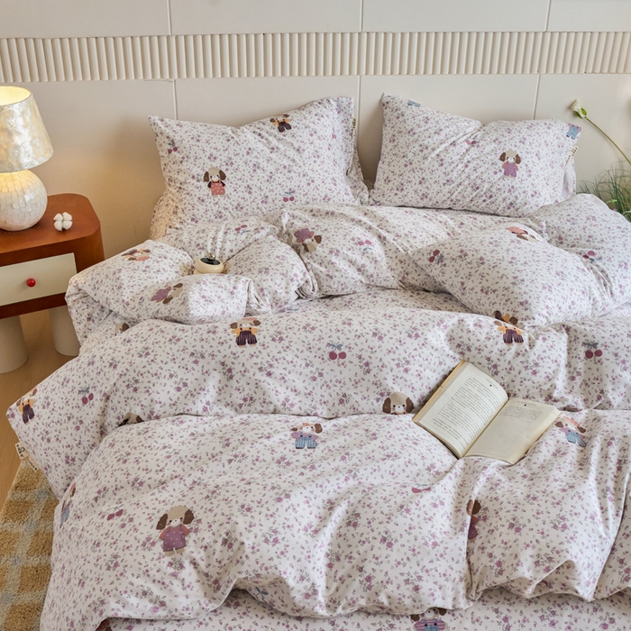 91家纺网 家纺一手货源 找家纺 春皖家纺 2025新款原棉磨毛四件套-风格一旺财