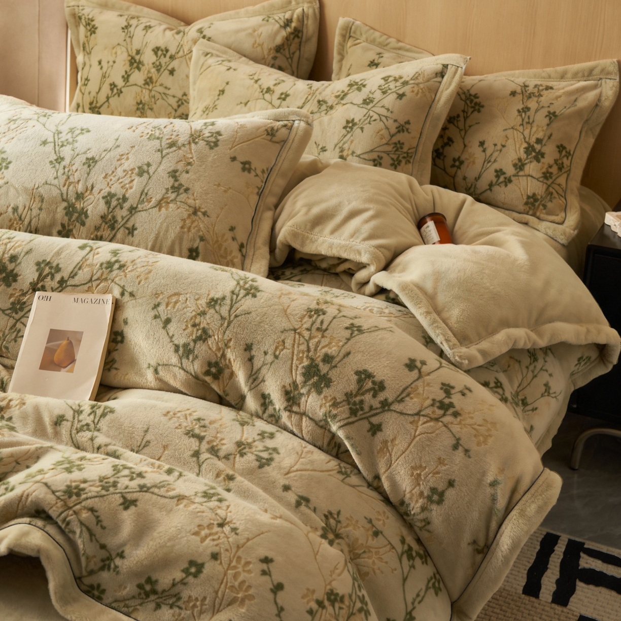 91家纺网 家纺一手货源 找家纺 晨曦家纺 2025新款牛奶绒浪花雕花绒单被套 枝影