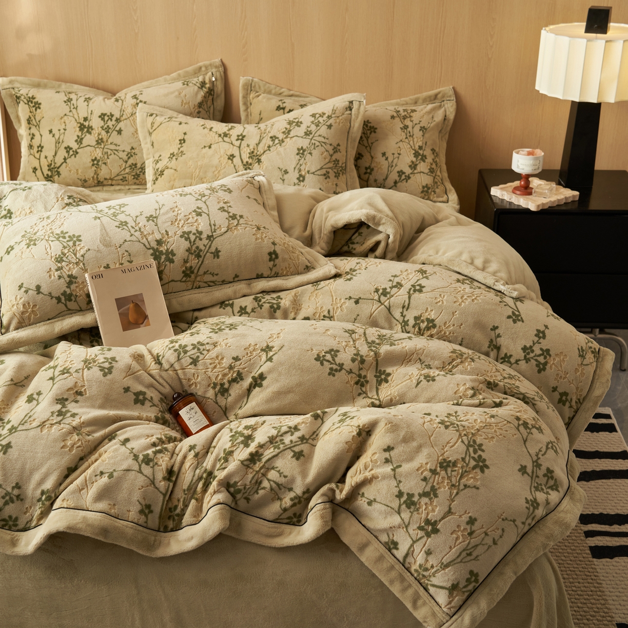 91家纺网 家纺一手货源 找家纺 晨曦家纺 2025新款牛奶绒浪花雕花绒单被套 枝影