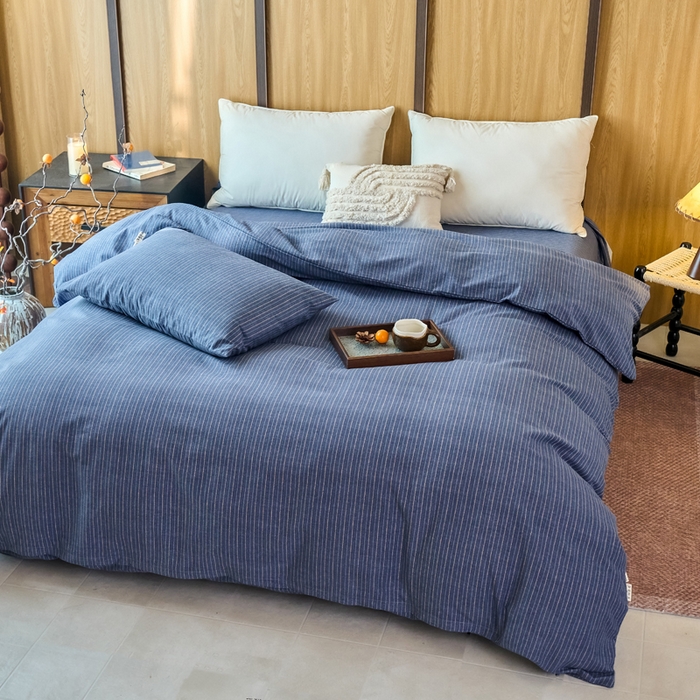 91家纺网 家纺一手货源 找家纺 春皖家纺 2025新款全棉原棉磨毛色织水洗单被套回暖系列-风格二 梦蓝图