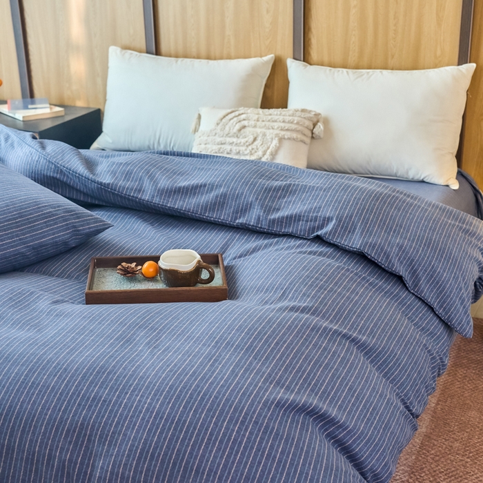 91家纺网 家纺一手货源 找家纺 春皖家纺 2025新款全棉原棉磨毛色织水洗单被套回暖系列-风格二 梦蓝图