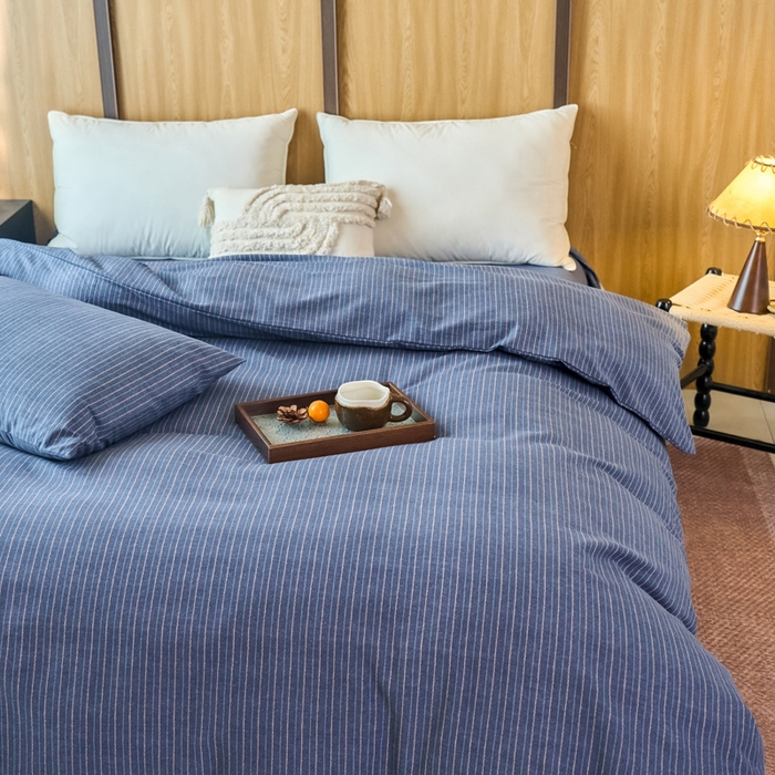 91家纺网 家纺一手货源 找家纺 春皖家纺 2025新款全棉原棉磨毛色织水洗单被套回暖系列-风格二 梦蓝图