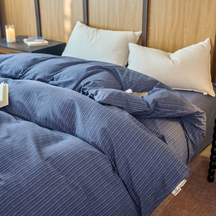 91家纺网 家纺一手货源 找家纺 春皖家纺 2025新款全棉原棉磨毛色织水洗单被套回暖系列-风格二 梦蓝图