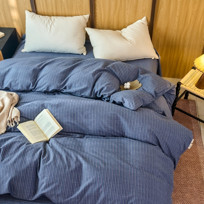 91家纺网 家纺一手货源 找家纺 春皖家纺 2025新款全棉原棉磨毛色织水洗单被套回暖系列-风格二 梦蓝图