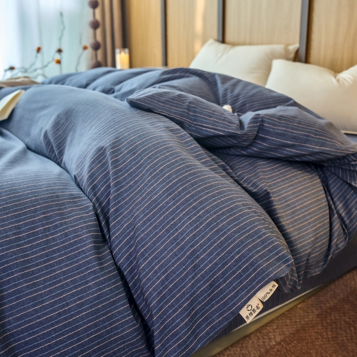 91家纺网 家纺一手货源 找家纺 春皖家纺 2025新款全棉原棉磨毛色织水洗单被套回暖系列-风格二 梦蓝图