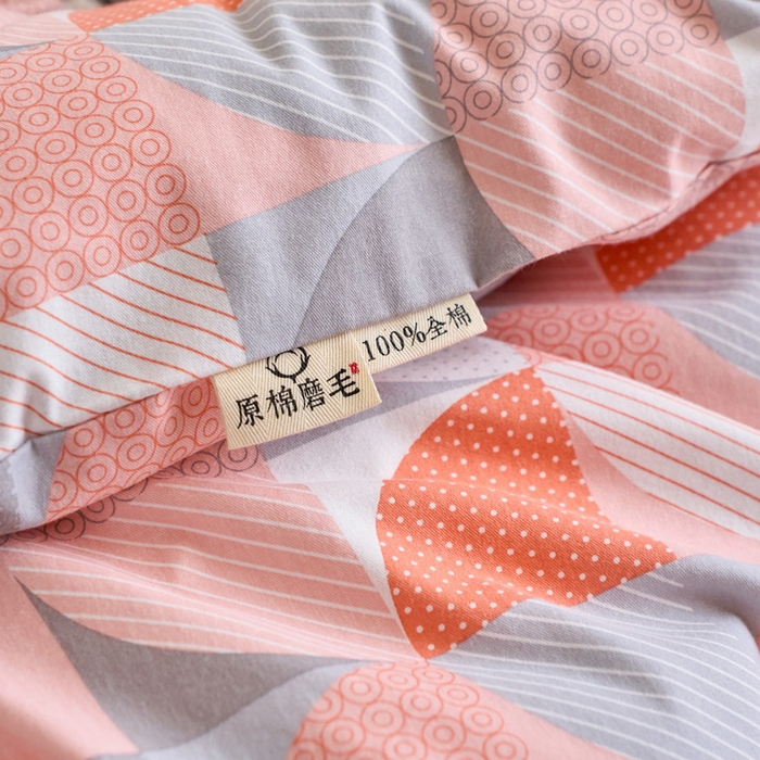 91家纺网 家纺一手货源 找家纺 春皖家纺 2025新款原棉磨毛四件套-风格一几何梦