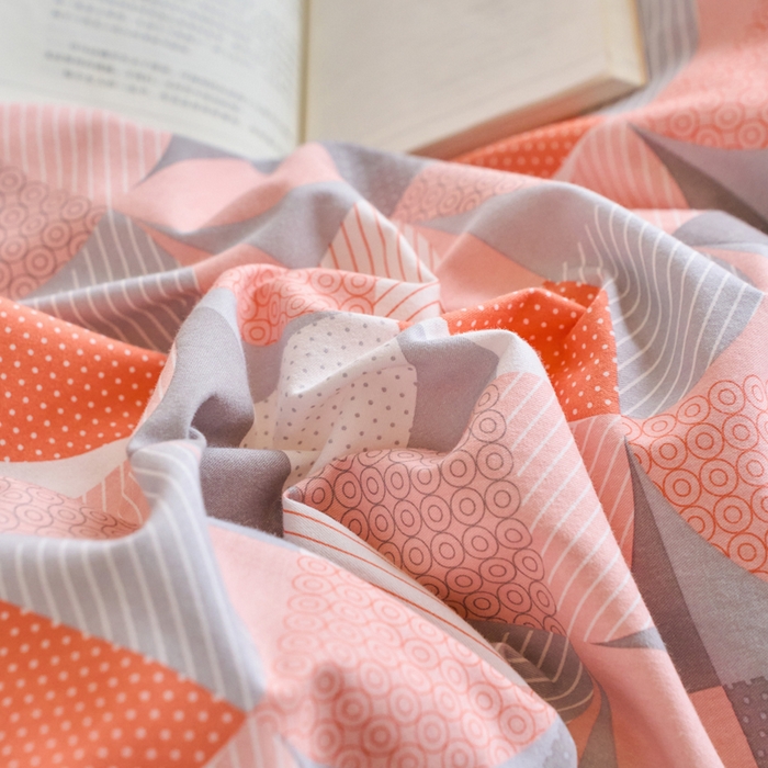 91家纺网 家纺一手货源 找家纺 春皖家纺 2025新款原棉磨毛四件套-风格一几何梦