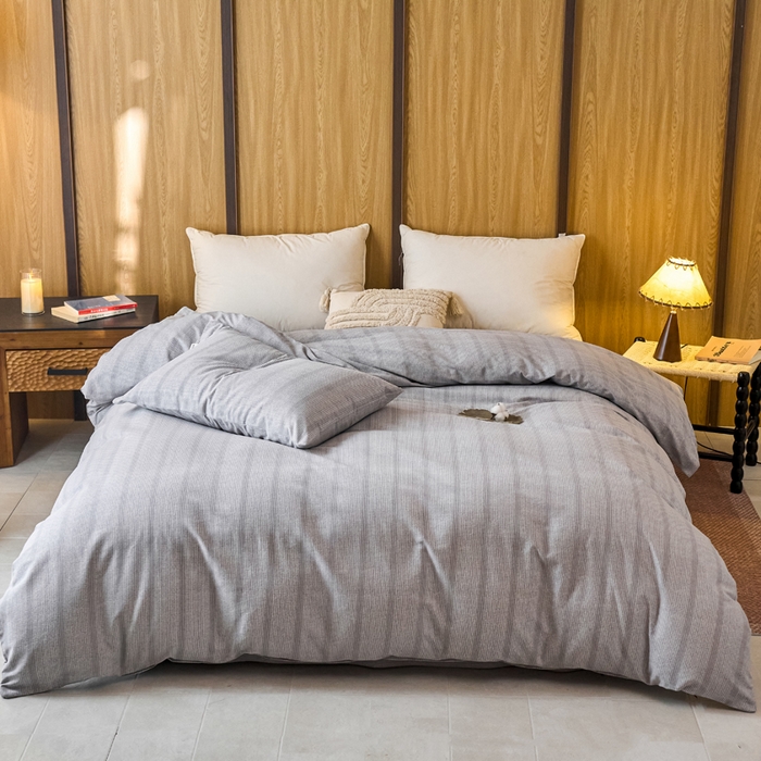 春皖家纺 2025新款全棉原棉磨毛色织水洗单被套回暖系列-风格二 暮山灰