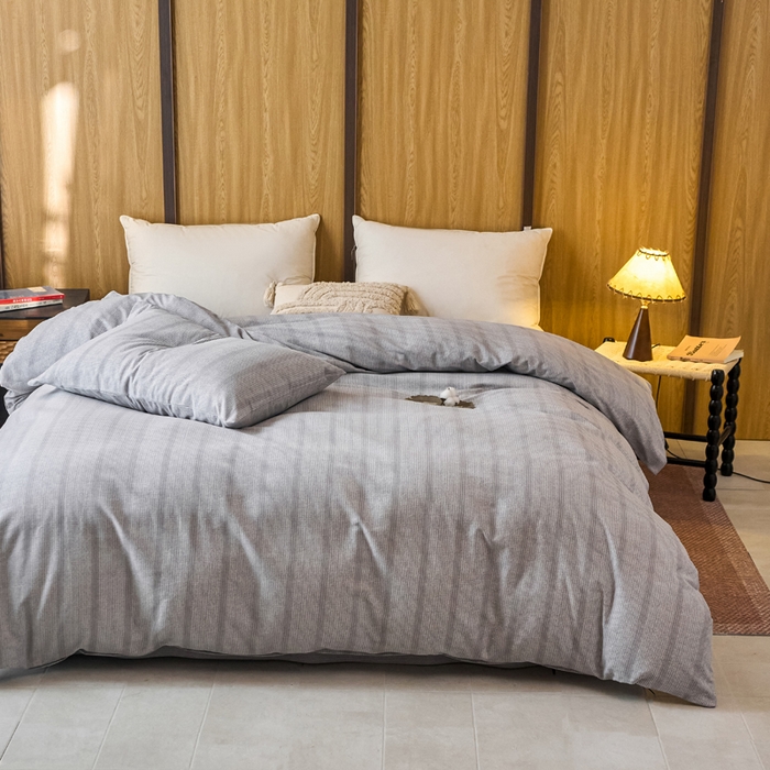 91家纺网 家纺一手货源 找家纺 春皖家纺 2025新款全棉原棉磨毛色织水洗单被套回暖系列-风格二 暮山灰