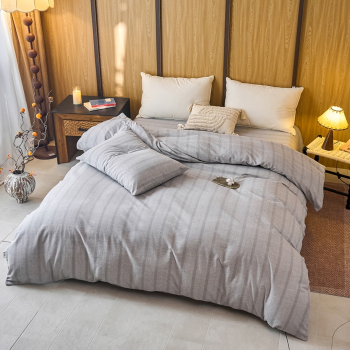 91家纺网 家纺一手货源 找家纺 春皖家纺 2025新款全棉原棉磨毛色织水洗单被套回暖系列-风格二 暮山灰