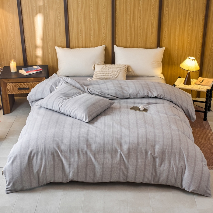 91家纺网 家纺一手货源 找家纺 春皖家纺 2025新款全棉原棉磨毛色织水洗单被套回暖系列-风格二 暮山灰