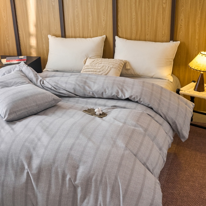 91家纺网 家纺一手货源 找家纺 春皖家纺 2025新款全棉原棉磨毛色织水洗单被套回暖系列-风格二 暮山灰