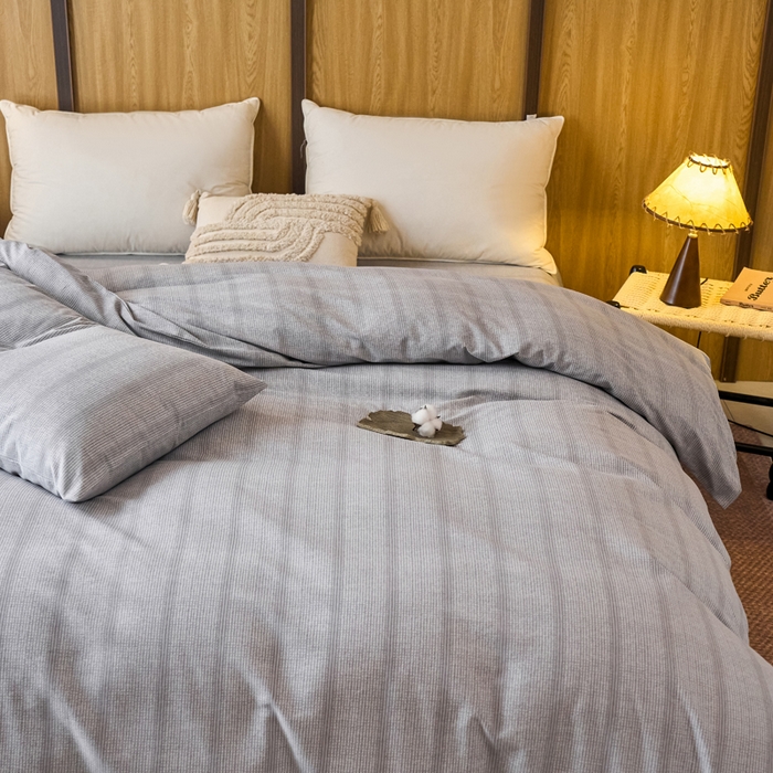 91家纺网 家纺一手货源 找家纺 春皖家纺 2025新款全棉原棉磨毛色织水洗单被套回暖系列-风格二 暮山灰