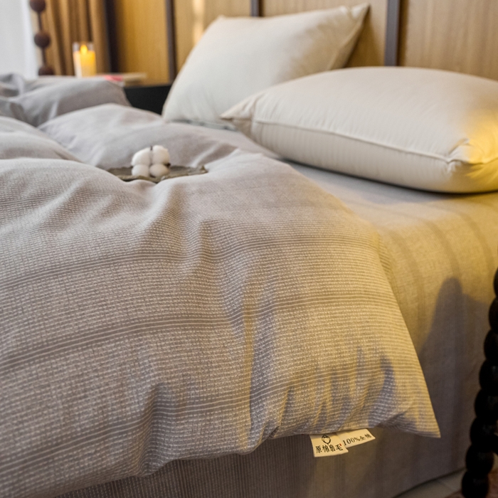 91家纺网 家纺一手货源 找家纺 春皖家纺 2025新款全棉原棉磨毛色织水洗单被套回暖系列-风格二 暮山灰